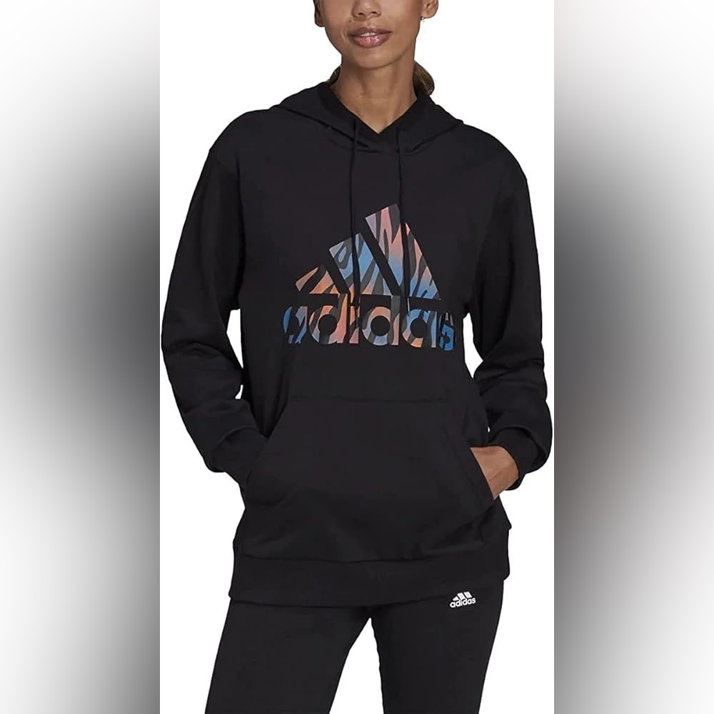 Adidas Women's Black Hoodie Sz Med Zebra Color Logo